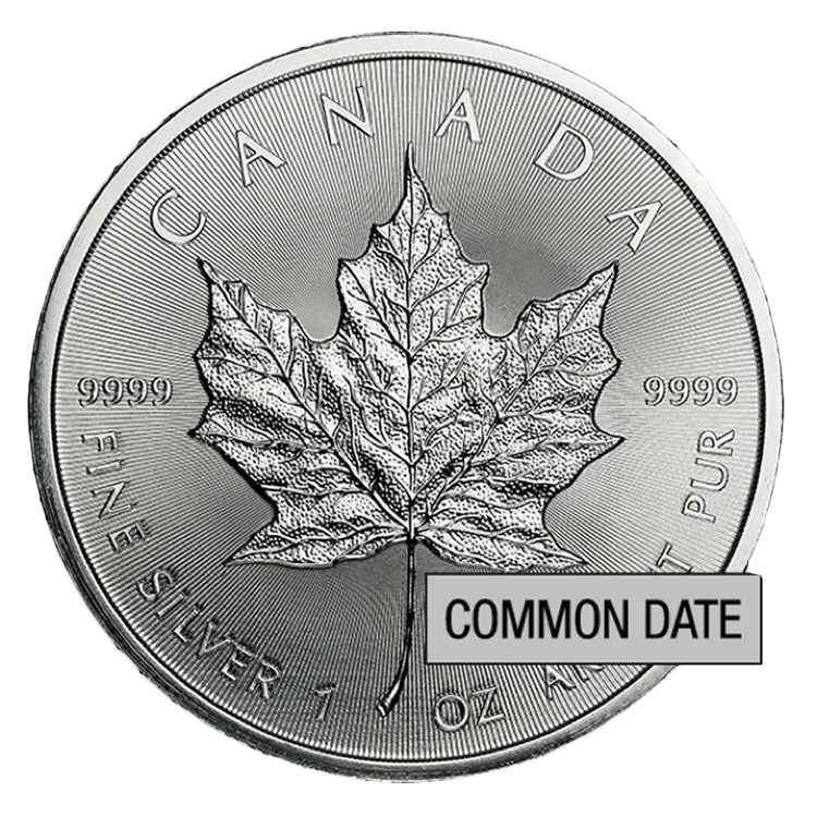 1 oz Canadian Silver Maple Leaf Coin (Common Date)