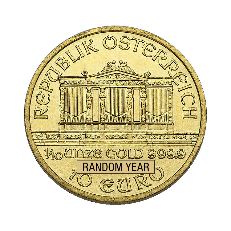 1/10 oz Austrian Philharmonic Gold Coin - Random Year