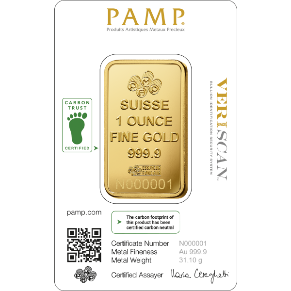 1 oz PAMP Suisse Gold Bar (Lady Fortuna)