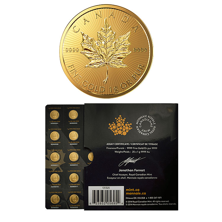 25 gram Gold Canadian Maplegram