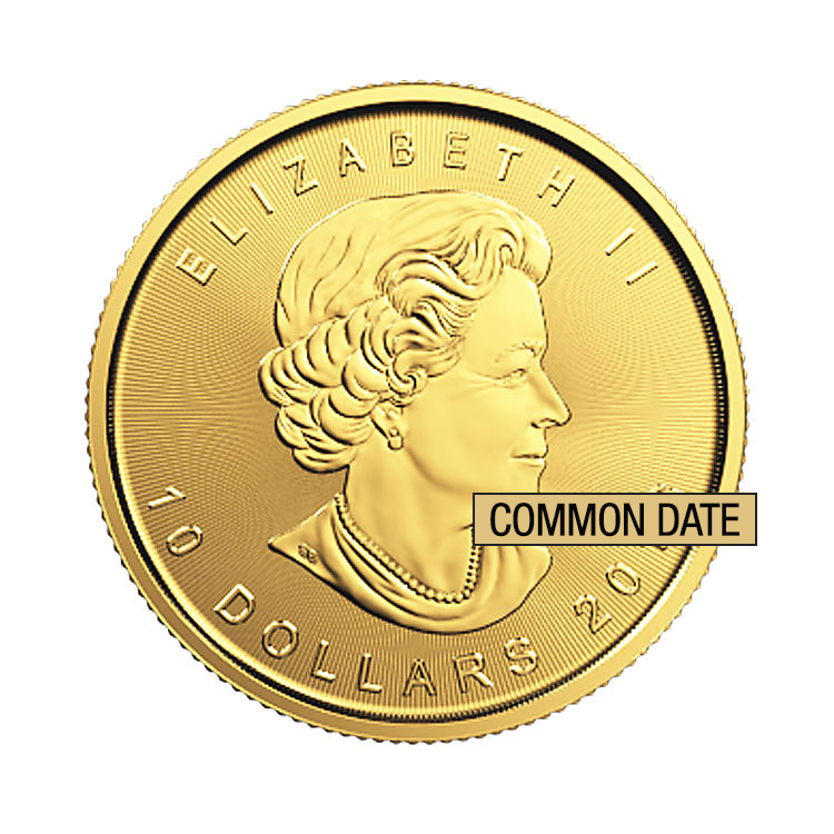 1/10 oz Canadian Gold Maple Leaf Coin (Common Date)