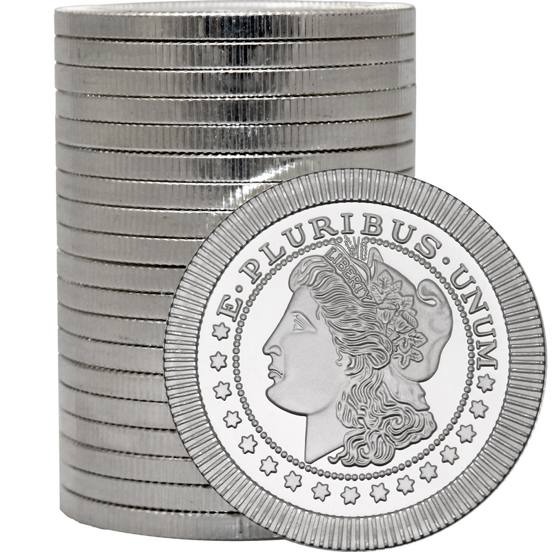 View of Morgan Dollar Round Stack