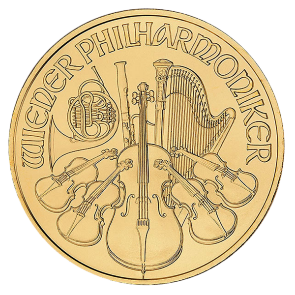 1 oz Austrian Philharmonic Gold Coin (Common Date) front