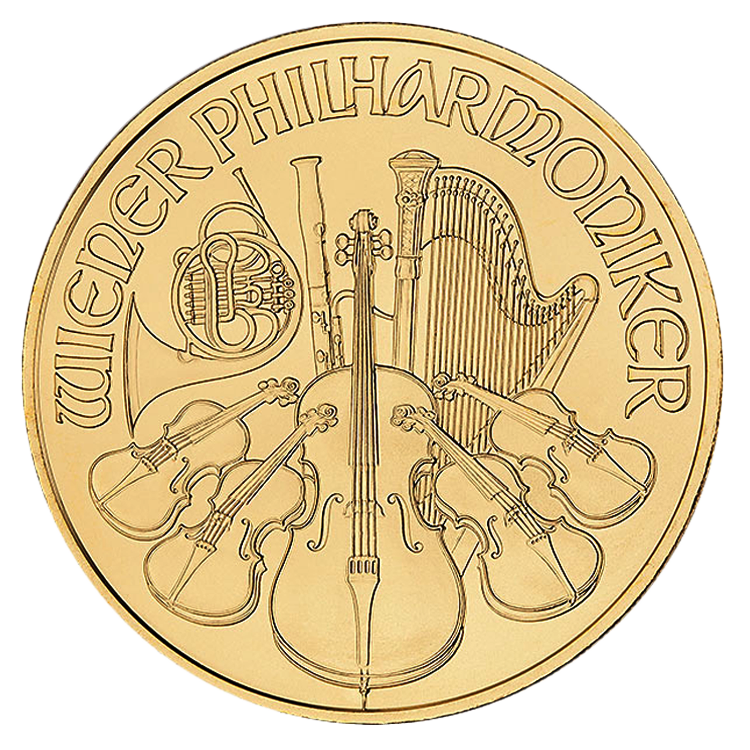 1 oz Austrian Philharmonic Gold Coin (Common Date) front