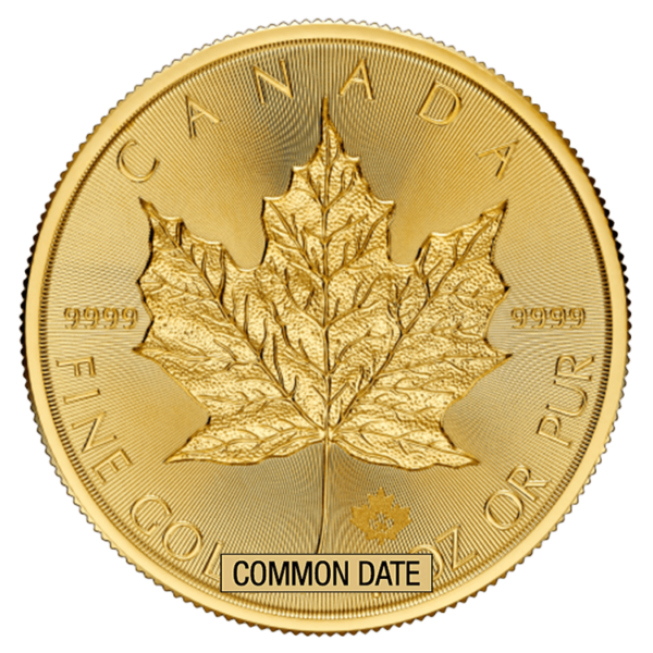 1 oz Canadian Gold Maple Leaf Coin (Common Date) front