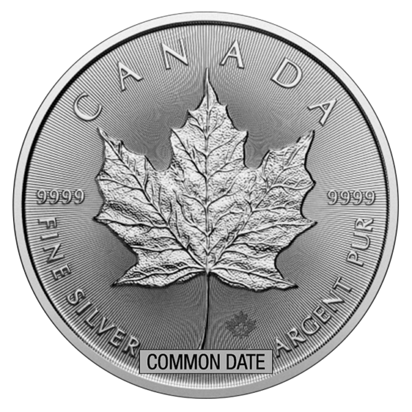 1 oz Canadian Silver Maple Leaf Coin (Common Date) front