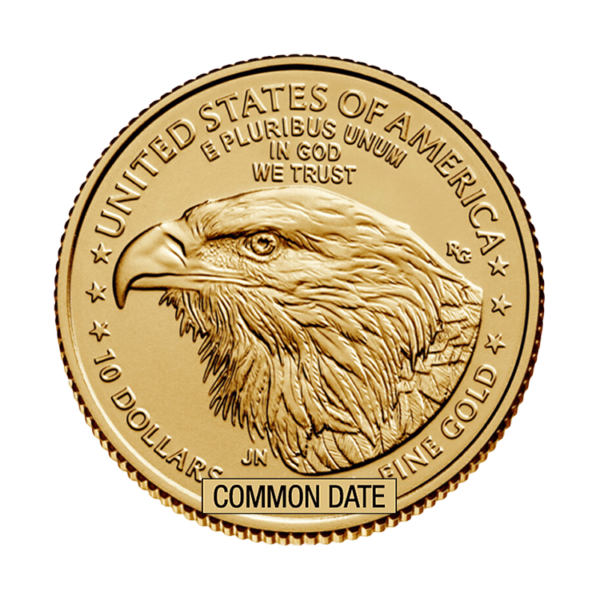 Divisible American Eagle coins offer an affordable way to invest in pure gold. These smaller weight coins contain 1/4 troy ounce of .999 fine gold and are fully backed by the U.S. Government. Years vary. back