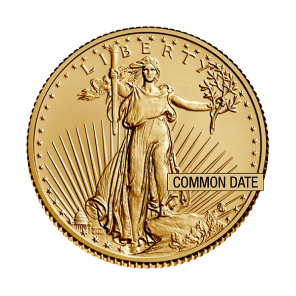 1/4 oz American Gold Eagle Coin (Common Date) front random