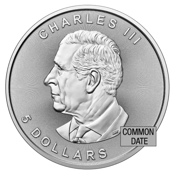 1 oz Canadian Silver Maple Leaf Coin (Common Date) back