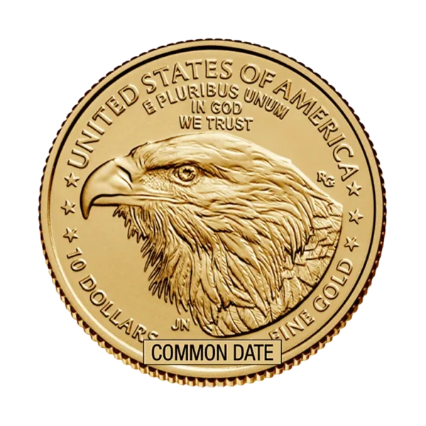 Divisible American Eagle coins offer an affordable way to invest in pure gold. These smaller weight coins contain 1/4 troy ounce of .999 fine gold and are fully backed by the U.S. Government. Years vary. back
