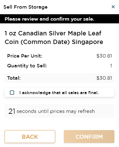 Acknowledge all sales are final and select CONFIRM