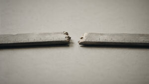 A wooden ruler snapped in two, photographed on a grey surface — illustrating the broken inflation measurement framework facing the incoming Federal Reserve Chair.