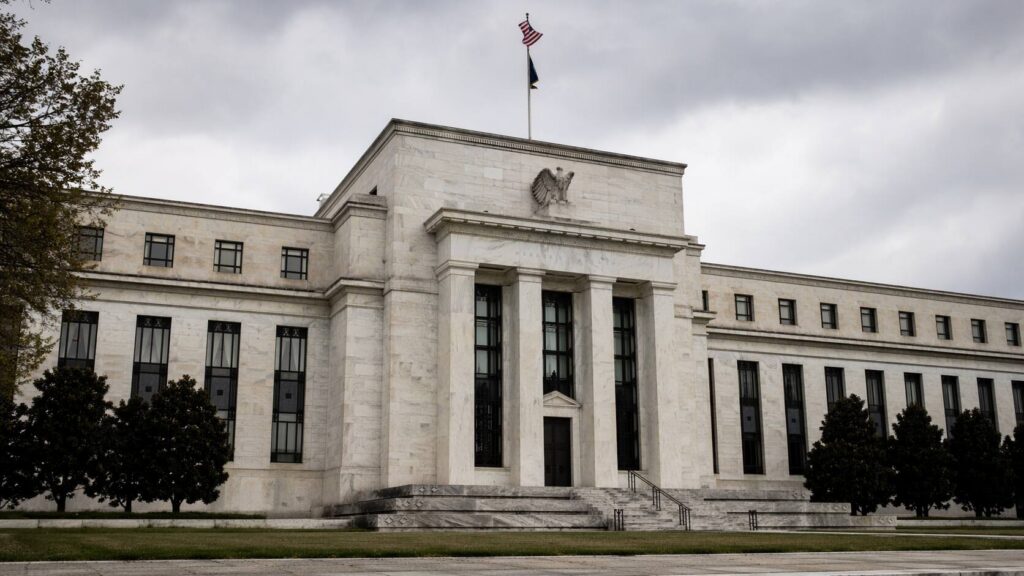 Federal Reserve Eccles Building in Washington D.C. under overcast skies