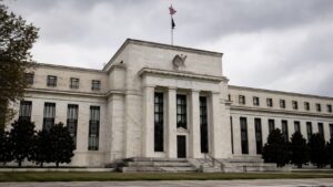 Federal Reserve Eccles Building in Washington D.C. under overcast skies