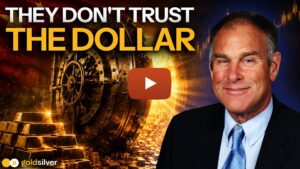 Rick Rule beside the headline "They Don't Trust the Dollar," with a gold vault and bullion.