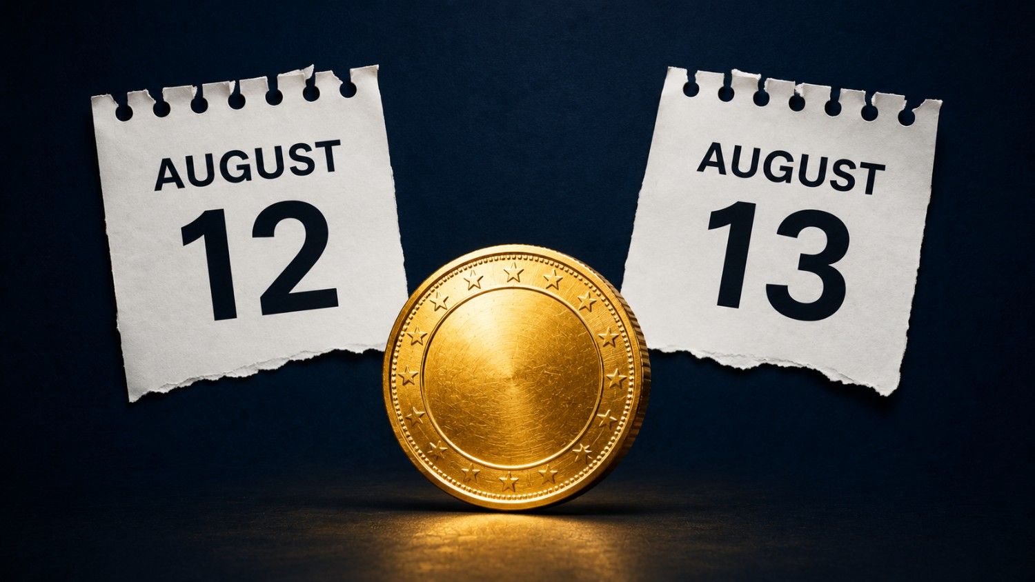 Gold coin between August 12 and August 13 calendar pages representing back-to-back CPI and PPI inflation data releases affecting gold silver PPI CPI markets