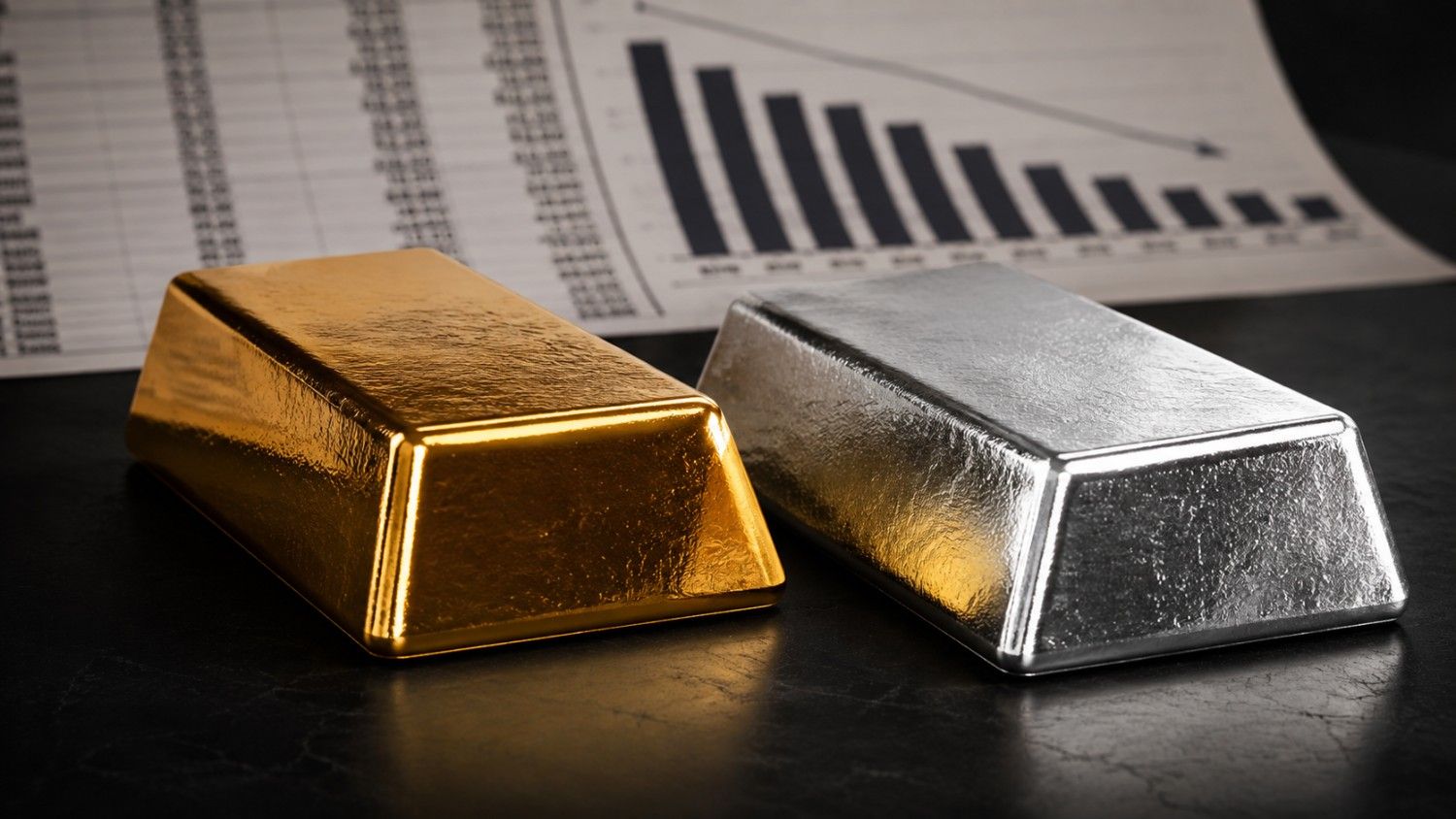 Why did gold surge today: gold and silver bars with declining jobs data chart in background, August 2026