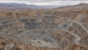 Aerial view of an open-pit copper mine, illustrating the byproduct mining behind the silver supply deficit.