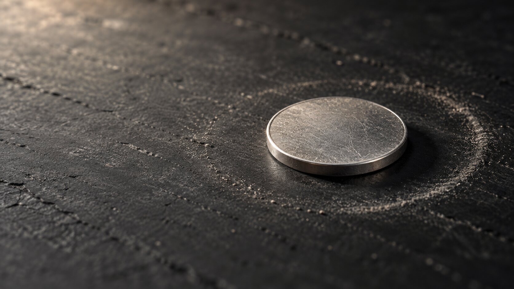 Why did silver go up today: a silver coin come to rest on a dark surface after spinning, marking silver's return to its pre-strike level.